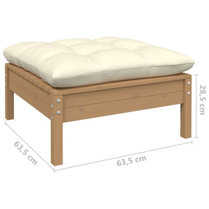 4-tlg. Garten-Lounge-Set mit Creme Kissen Kiefernholz