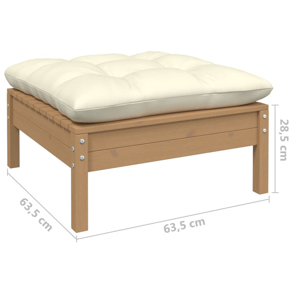 4-tlg. Garten-Lounge-Set mit Creme Kissen Kiefernholz