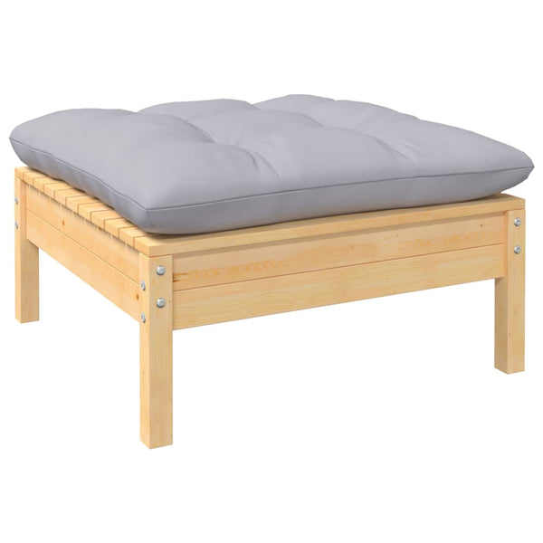 8-tlg. Garten-Lounge-Set mit Grauen Kissen Kiefernholz