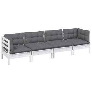vidaXL 4-Piece Garden Lounge Set with Cushions Solid Pine Wood
