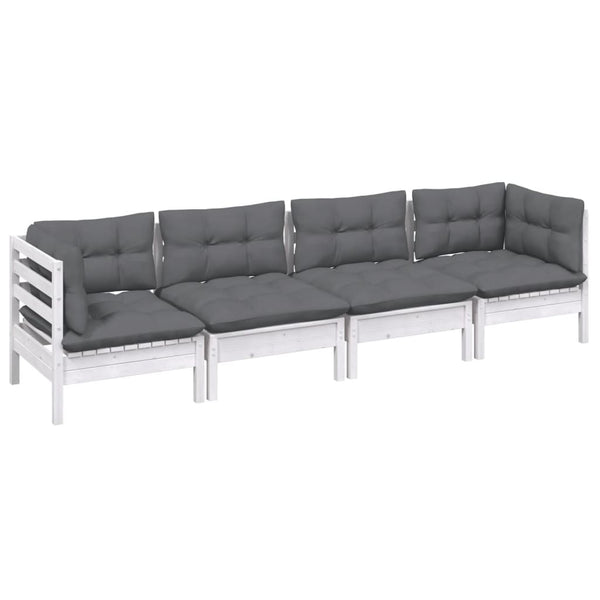 vidaXL 4-Piece Garden Lounge Set with Cushions Solid Pine Wood