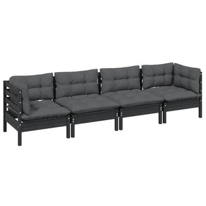 vidaXL 4-Piece Garden Lounge Set with Cushions Solid Pine Wood