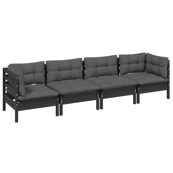 vidaXL 4-Piece Garden Lounge Set with Cushions Solid Pine Wood
