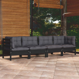 vidaXL 4-Piece Garden Lounge Set with Cushions Solid Pine Wood