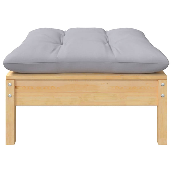 vidaXL 5-piece Garden Lounge Set with Grey Cushions Solid Pine Wood