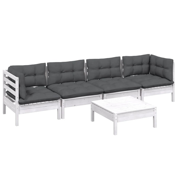 vidaXL 5-Piece Garden Lounge Set with Cushions Solid Pine Wood