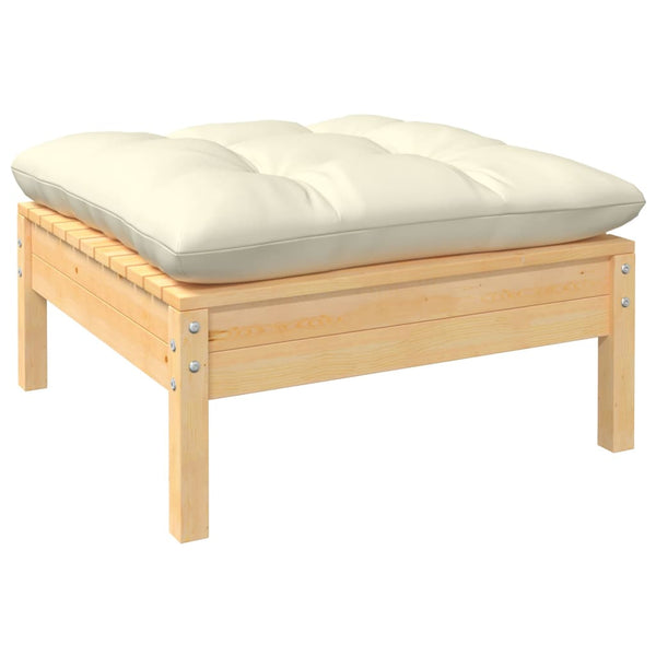 vidaXL 8-Piece Garden Lounge Set with Cream Cushions Solid Pine Wood