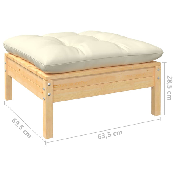 vidaXL 8-Piece Garden Lounge Set with Cream Cushions Solid Pine Wood