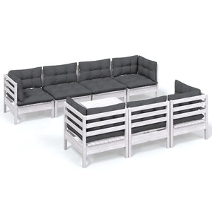vidaXL 8-piece Garden Lounge Set with Cushions Solid Pine Wood