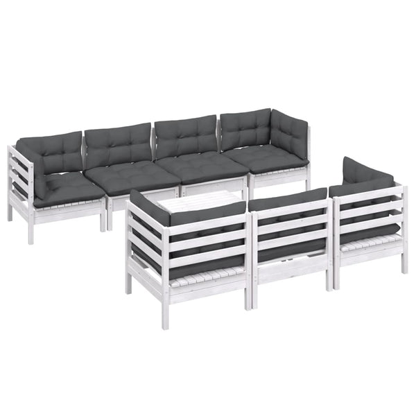 vidaXL 8-piece Garden Lounge Set with Cushions Solid Pine Wood