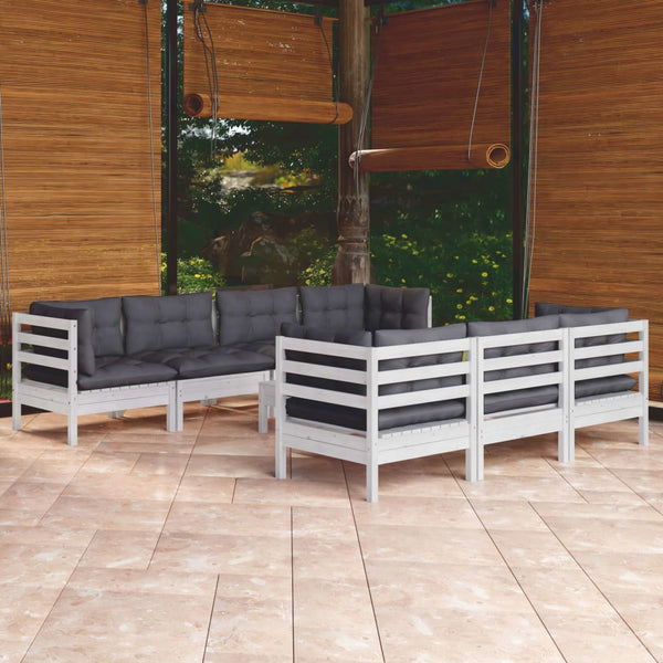 vidaXL 8-piece Garden Lounge Set with Cushions Solid Pine Wood