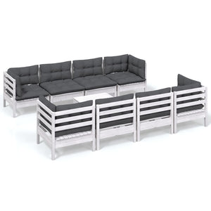 vidaXL 9-piece Garden Lounge Set with Cushions Solid Pine Wood