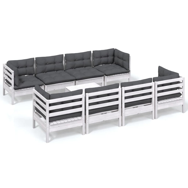 vidaXL 9-piece Garden Lounge Set with Cushions Solid Pine Wood