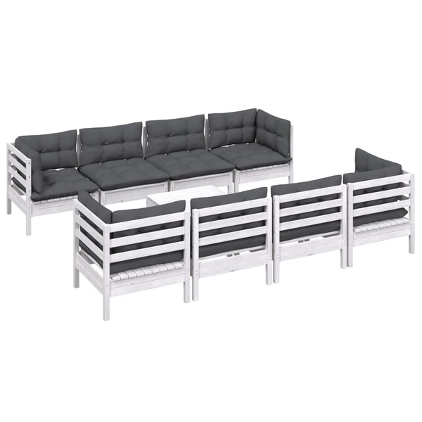 vidaXL 9-piece Garden Lounge Set with Cushions Solid Pine Wood