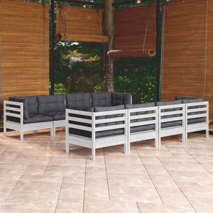 vidaXL 9-piece Garden Lounge Set with Cushions Solid Pine Wood