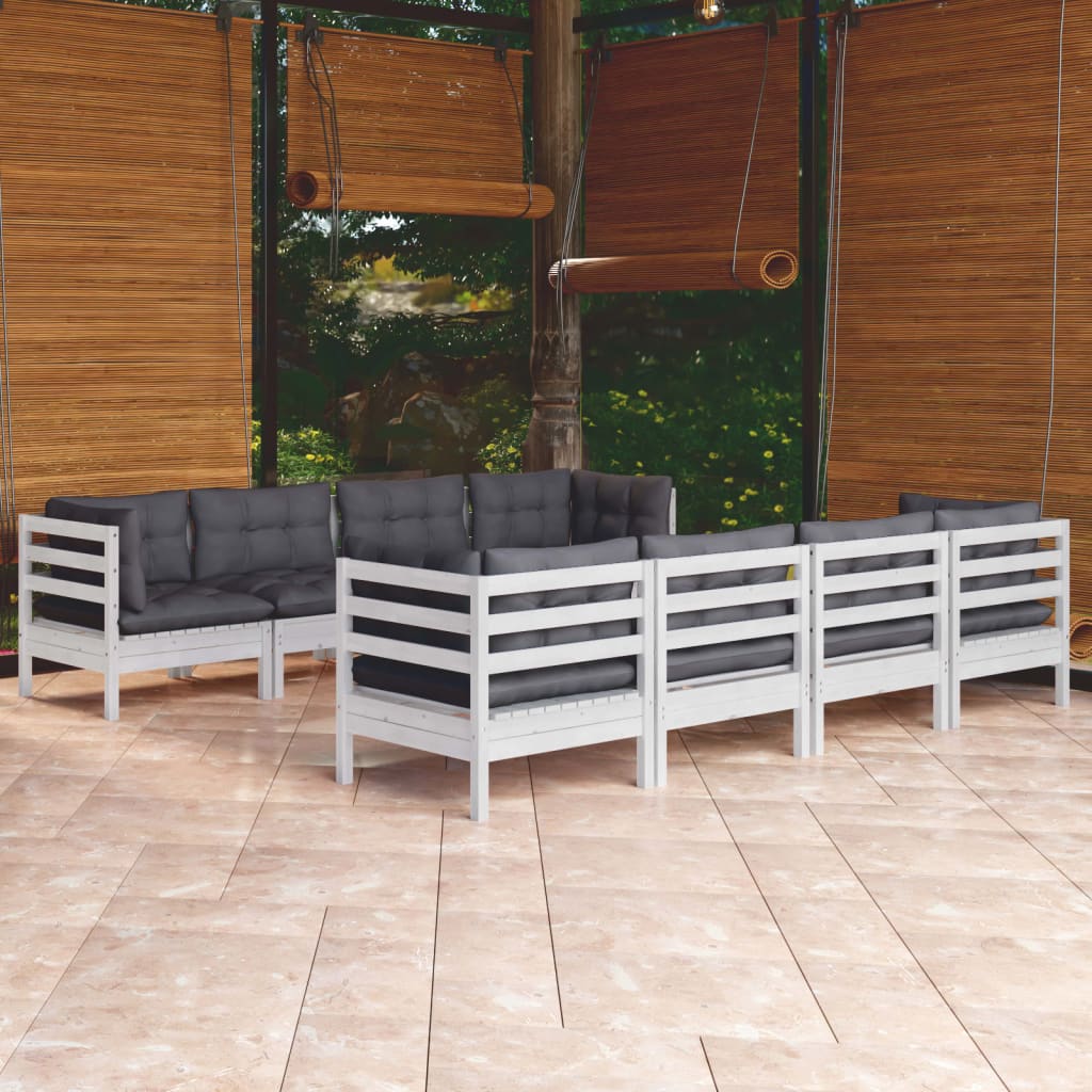 vidaXL 9-piece Garden Lounge Set with Cushions Solid Pine Wood