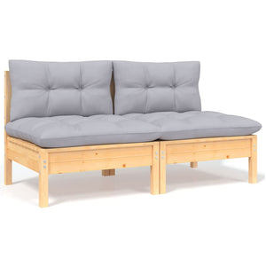 vidaXL 4-Piece Garden Lounge Set with Grey Cushions Solid Pine Wood
