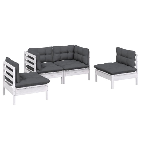 vidaXL 4-Piece Garden Lounge Set with Cushions Solid Pine Wood