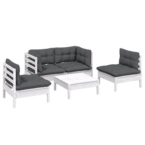 vidaXL 5-Piece Garden Lounge Set with Cushions Solid Pine Wood