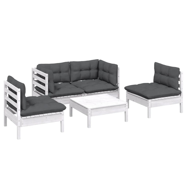 vidaXL 5-Piece Garden Lounge Set with Cushions Solid Pine Wood