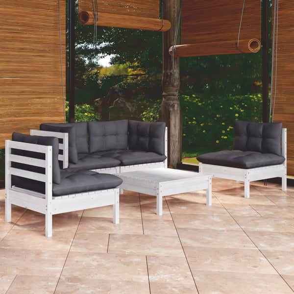 vidaXL 5-Piece Garden Lounge Set with Cushions Solid Pine Wood