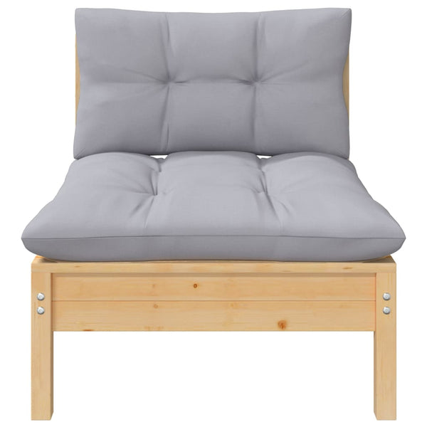 vidaXL 5-piece Garden Lounge Set with Grey Cushions Solid Pine Wood