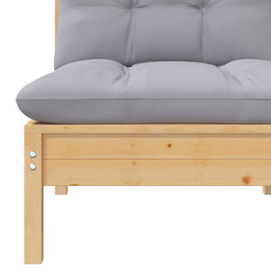 vidaXL 5-piece Garden Lounge Set with Grey Cushions Solid Pine Wood