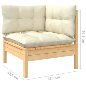 vidaXL 6-Piece Garden Lounge Set with Cream Cushions Solid Pine Wood