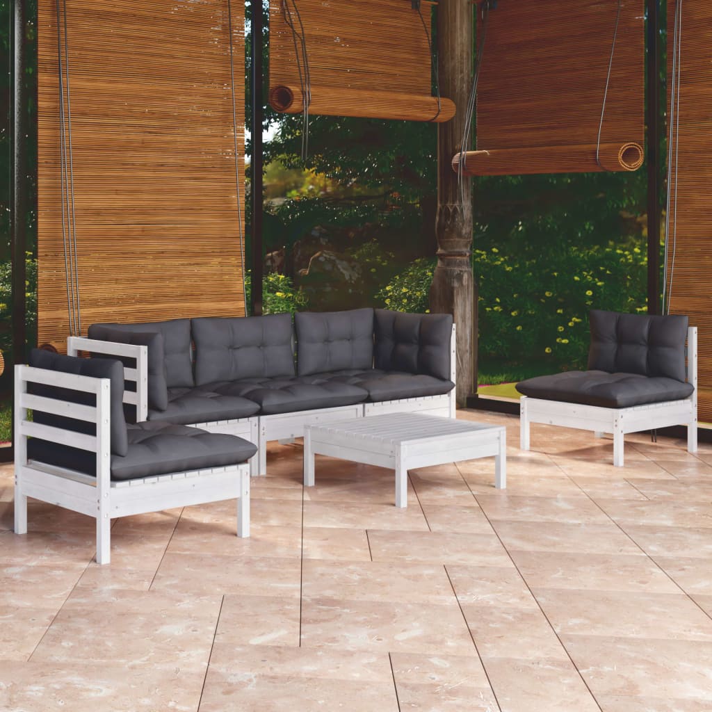vidaXL 6-piece Outdoor Lounge Set with Cushions Solid Pinewood