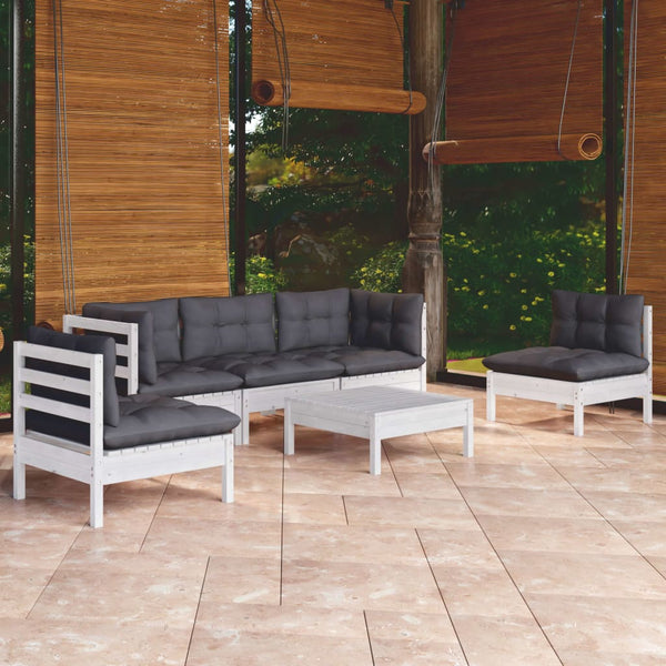 vidaXL 6-piece Outdoor Lounge Set with Cushions Solid Pinewood