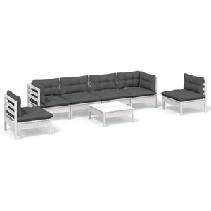 vidaXL 7-Piece Garden Lounge Set with Cushions Solid Pine Wood