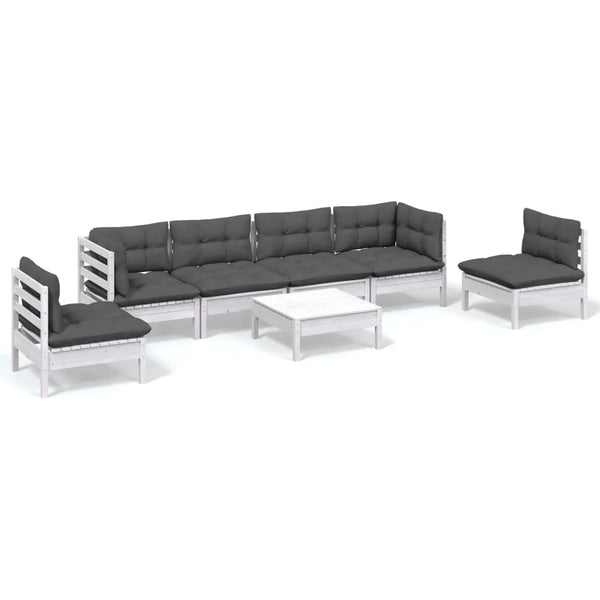 vidaXL 7-Piece Garden Lounge Set with Cushions Solid Pine Wood