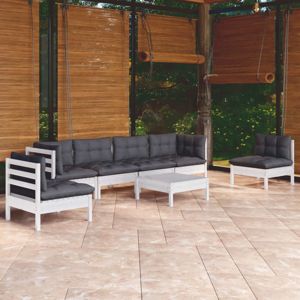 vidaXL 7-Piece Garden Lounge Set with Cushions Solid Pine Wood