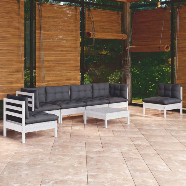 vidaXL 7-Piece Garden Lounge Set with Cushions Solid Pine Wood