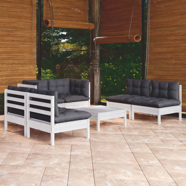 vidaXL 7-Piece Garden Lounge Set with Cushions Solid Pine Wood