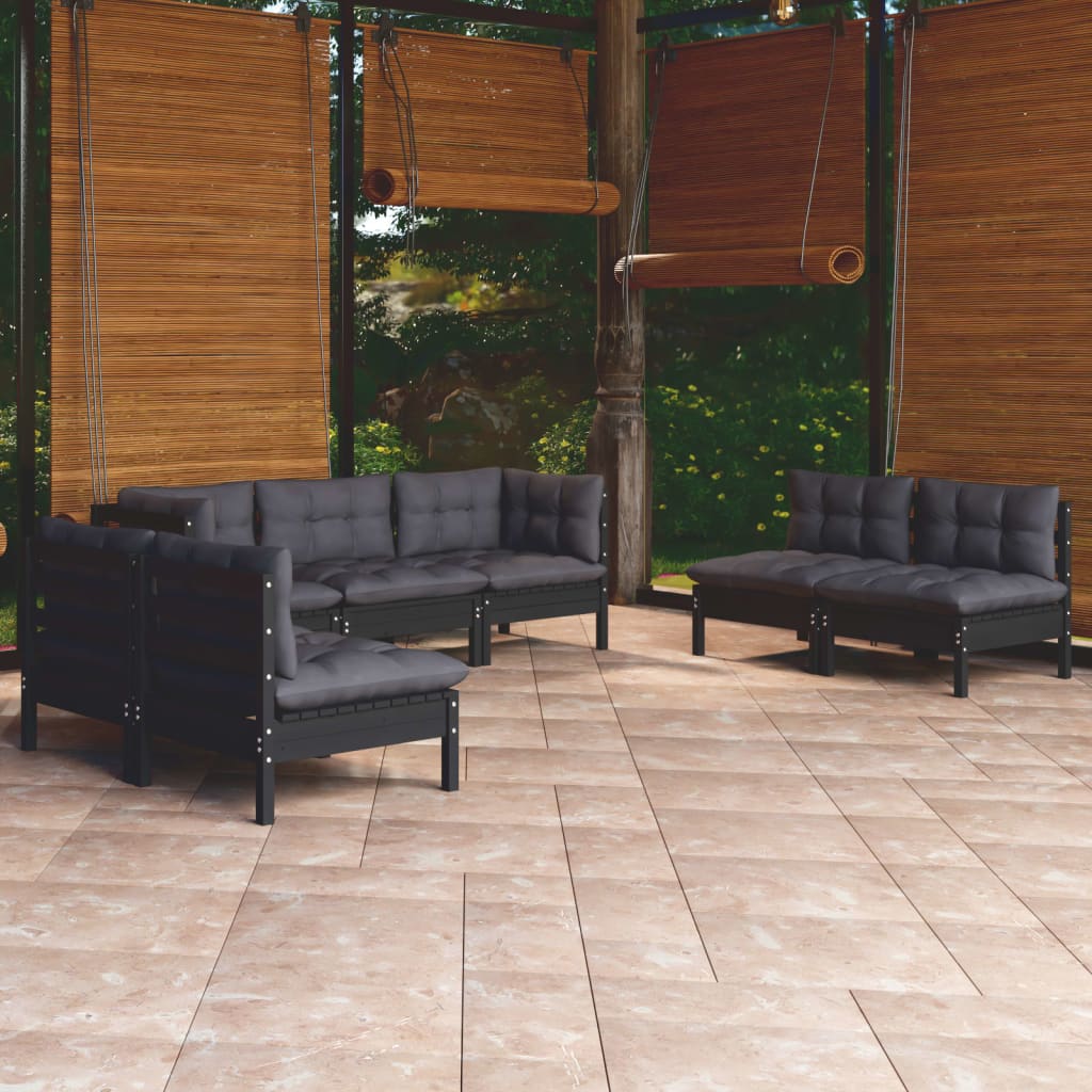 vidaXL 7-piece Garden Lounge Set with Cushions Solid Pine Wood