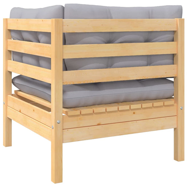 vidaXL 8-piece Garden Lounge Set with Grey Cushions Solid Pine Wood