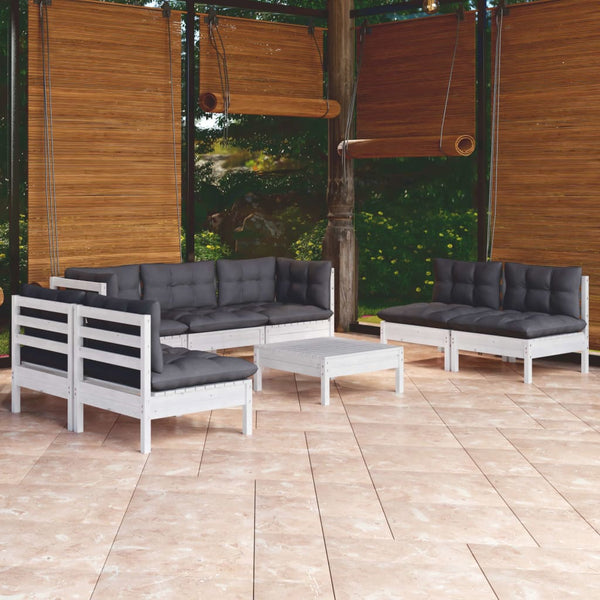 vidaXL 8-piece Garden Lounge Set with Cushions Solid Pine Wood