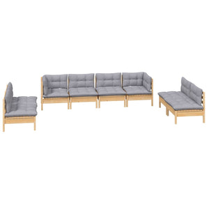 vidaXL 8-piece Garden Lounge Set with Grey Cushions Solid Pine Wood