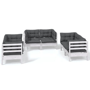 vidaXL 6-Piece Garden Lounge Set with Cushions Solid Pine Wood