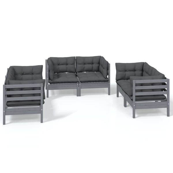 vidaXL 6-piece Outdoor Lounge Set with Cushions Solid Pinewood