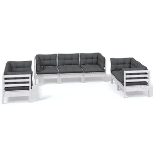vidaXL 7-Piece Garden Lounge Set with Cushions Solid Pine Wood