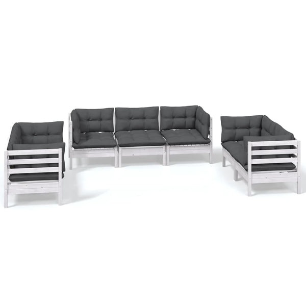 vidaXL 7-Piece Garden Lounge Set with Cushions Solid Pine Wood
