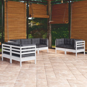 vidaXL 7-Piece Garden Lounge Set with Cushions Solid Pine Wood