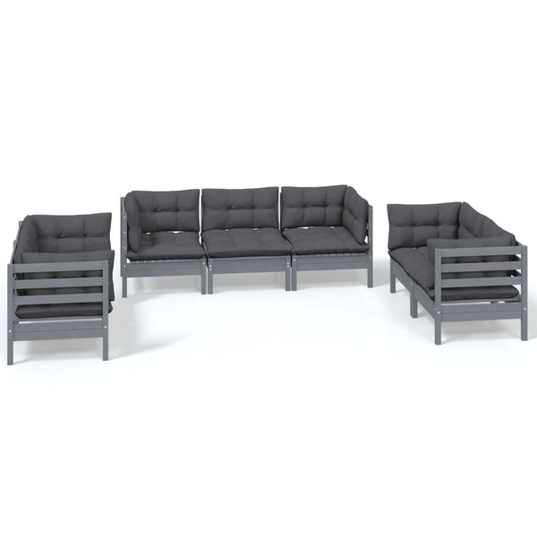 vidaXL 7-Piece Garden Lounge Set with Cushions Solid Pine Wood