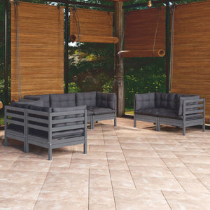 vidaXL 7-Piece Garden Lounge Set with Cushions Solid Pine Wood