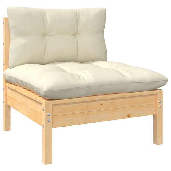 vidaXL 3-Piece Garden Lounge Set with Cream Cushions Solid Pine Wood