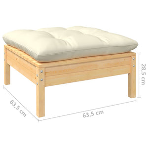 vidaXL 3-Piece Garden Lounge Set with Cream Cushions Solid Pine Wood