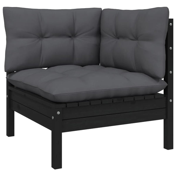 vidaXL 5-piece Garden Lounge Set with Cushions Black Pine Wood