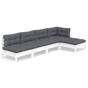 vidaXL 5-piece Garden Lounge Set with Cushions White Pinewood